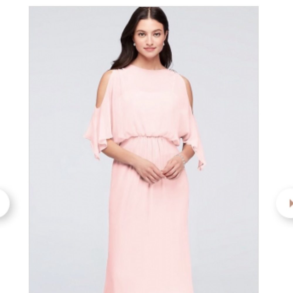 David’s bridal cold shoulder pink dress